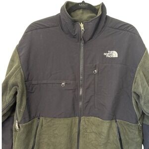 The North Face Denali Fleece Jacket Mens Medium Olive Green Black Full Zip TNF